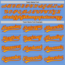 Load image into Gallery viewer, Custom Light Blue Red-Gold Authentic Throwback Baseball Jersey