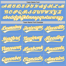 Load image into Gallery viewer, Custom Light Blue White-Gold Authentic Throwback Baseball Jersey