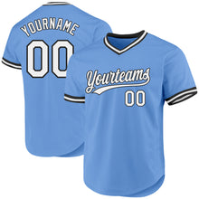 Load image into Gallery viewer, Custom Light Blue White-Black Authentic Throwback Baseball Jersey