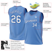 Load image into Gallery viewer, Custom Light Blue White-Royal Authentic Throwback Basketball Jersey
