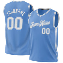 Load image into Gallery viewer, Custom Light Blue White-Light Blue Authentic Throwback Basketball Jersey