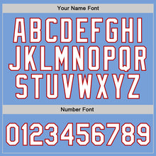 Load image into Gallery viewer, Custom Light Blue White-Red Authentic Throwback Basketball Jersey