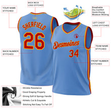 Load image into Gallery viewer, Custom Light Blue Red-Gold Authentic Throwback Basketball Jersey