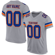 Load image into Gallery viewer, Custom Light Gray Royal-Orange Mesh Authentic Football Jersey