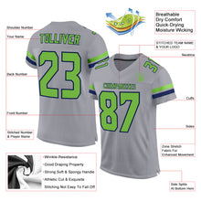 Load image into Gallery viewer, Custom Light Gray Neon Green-Navy Mesh Authentic Football Jersey