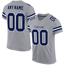 Load image into Gallery viewer, Custom Light Gray Navy-White Mesh Authentic Football Jersey