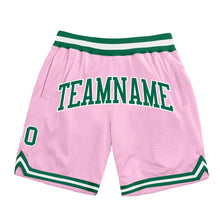 Load image into Gallery viewer, Custom Light Pink Kelly Green-White Authentic Throwback Basketball Shorts