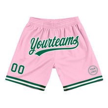 Load image into Gallery viewer, Custom Light Pink Kelly Green-White Authentic Throwback Basketball Shorts