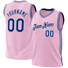 Load image into Gallery viewer, Custom Light Pink Royal-White Authentic Throwback Basketball Jersey