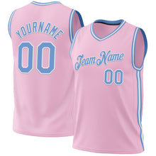Load image into Gallery viewer, Custom Light Pink Light Blue-White Authentic Throwback Basketball Jersey