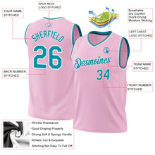 Load image into Gallery viewer, Custom Light Pink Teal-White Authentic Throwback Basketball Jersey