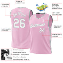 Load image into Gallery viewer, Custom Light Pink White-Gray Authentic Throwback Basketball Jersey