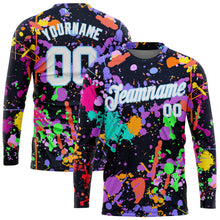 Load image into Gallery viewer, Custom Graffiti Pattern White-Light Blue Splashes 3D Long Sleeve Performance T-Shirt