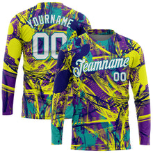 Load image into Gallery viewer, Custom Graffiti Pattern White-Aqua Abstract Urban 3D Long Sleeve Performance T-Shirt