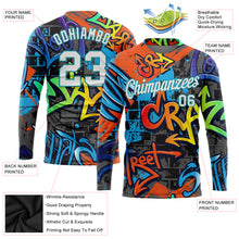 Load image into Gallery viewer, Custom Graffiti Pattern White-Aqua Geometric 3D Long Sleeve Performance T-Shirt