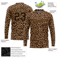 Load image into Gallery viewer, Custom Brown Brown-Old Gold Leopard 3D Pattern Long Sleeve Performance T-Shirt
