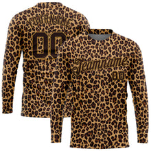 Load image into Gallery viewer, Custom Brown Brown-Old Gold Leopard 3D Pattern Long Sleeve Performance T-Shirt