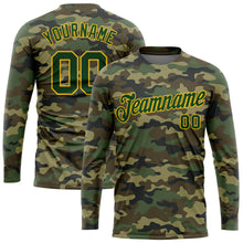 Load image into Gallery viewer, Custom Camo Green-Gold Salute To Service Long Sleeve Performance T-Shirt