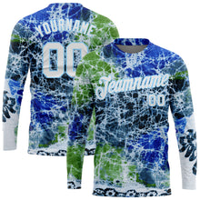 Load image into Gallery viewer, Custom Tie Dye White-Light Blue Abstract Art 3D Long Sleeve Performance T-Shirt