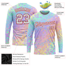 Load image into Gallery viewer, Custom Pink White-Red Leopard 3D Pattern Long Sleeve Performance T-Shirt