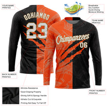 Load image into Gallery viewer, Custom Graffiti Pattern White-Old Gold Scratch 3D Long Sleeve Performance T-Shirt