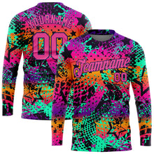 Load image into Gallery viewer, Custom Graffiti Pattern Pink-Purple Bright Neon Colors 3D Long Sleeve Performance T-Shirt