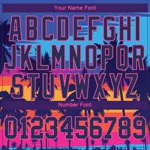 Load image into Gallery viewer, Custom Royal Navy-Pink Hawaii Palm Trees 3D Pattern Long Sleeve Performance T-Shirt