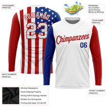 Load image into Gallery viewer, Custom White White Red-Royal American Flag Fashion 3D Long Sleeve Performance T-Shirt
