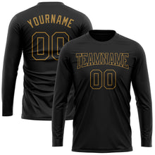 Load image into Gallery viewer, Custom Black Black-Old Gold Long Sleeve Performance T-Shirt