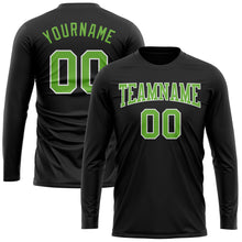 Load image into Gallery viewer, Custom Black Neon Green-White Long Sleeve Performance T-Shirt