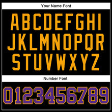 Load image into Gallery viewer, Custom Black Purple-Gold Long Sleeve Performance T-Shirt