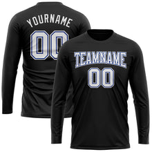 Load image into Gallery viewer, Custom Black White-Royal Long Sleeve Performance T-Shirt