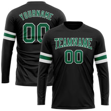 Load image into Gallery viewer, Custom Black Kelly Green-White Long Sleeve Performance T-Shirt