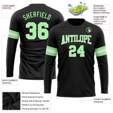 Load image into Gallery viewer, Custom Black Pea Green-White Long Sleeve Performance T-Shirt