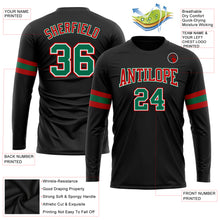 Load image into Gallery viewer, Custom Black Kelly Green Red-White Long Sleeve Performance T-Shirt