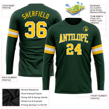 Load image into Gallery viewer, Custom Green Gold-White Long Sleeve Performance T-Shirt