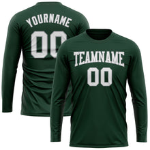 Load image into Gallery viewer, Custom Green White-Gray Long Sleeve Performance T-Shirt