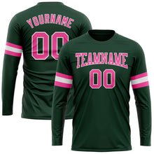 Load image into Gallery viewer, Custom Green Pink-White Long Sleeve Performance T-Shirt