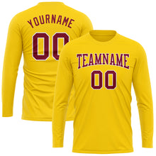 Load image into Gallery viewer, Custom Gold Maroon-White Long Sleeve Performance T-Shirt