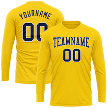 Load image into Gallery viewer, Custom Gold Navy-White Long Sleeve Performance T-Shirt