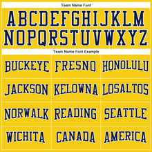 Load image into Gallery viewer, Custom Gold Navy-White Long Sleeve Performance T-Shirt