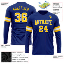 Load image into Gallery viewer, Custom Royal Gold-White Long Sleeve Performance T-Shirt