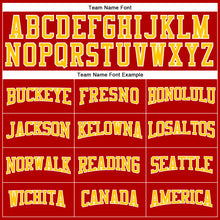 Load image into Gallery viewer, Custom Red Gold-White Long Sleeve Performance T-Shirt