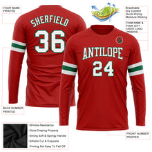 Load image into Gallery viewer, Custom Red White-Kelly Green Long Sleeve Performance T-Shirt