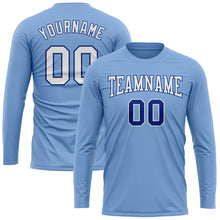 Load image into Gallery viewer, Custom Light Blue White-Royal Long Sleeve Performance T-Shirt