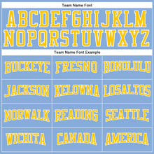 Load image into Gallery viewer, Custom Light Blue Gold-White Long Sleeve Performance T-Shirt