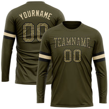 Load image into Gallery viewer, Custom Olive Camo-Black Long Sleeve Performance Salute To Service T-Shirt