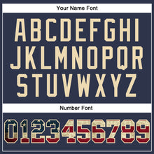 Load image into Gallery viewer, Custom Navy Vintage USA Flag Cream-Crimson Long Sleeve Performance Salute To Service T-Shirt