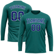 Load image into Gallery viewer, Custom Aqua Royal-White Long Sleeve Performance T-Shirt