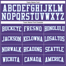 Load image into Gallery viewer, Custom Purple White-Light Blue Long Sleeve Performance T-Shirt